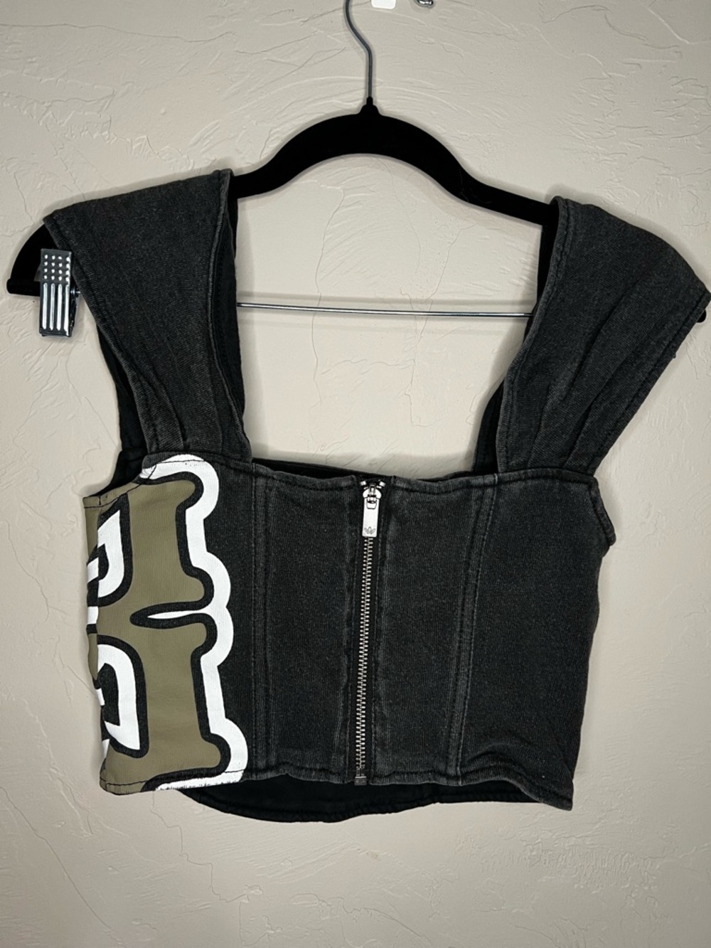 Adidas‎ Original GFX Coursage Gray Bustier Square Neck Streetwear Crop Top - Picture 8 of 10